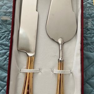 Vintage,  Italian Gold Handled Cake Knife and Server